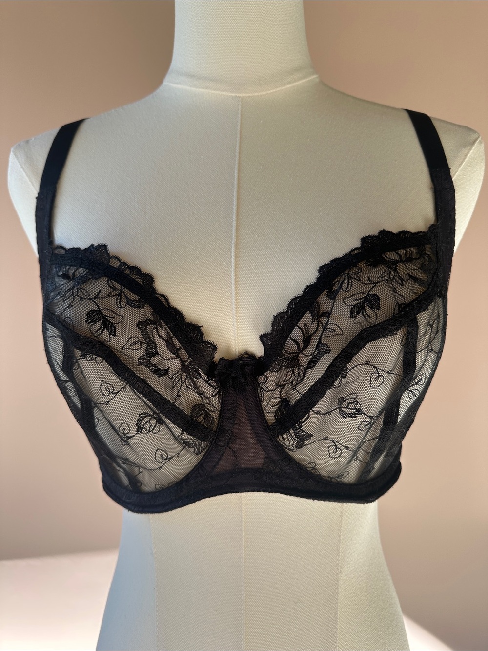 Panache black lace bra 32F